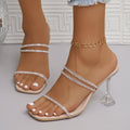 Damen Glamouröse Zehentrenner-Sandalen mit funkelndem Strassbesatz und transparentem Absatz Selmira