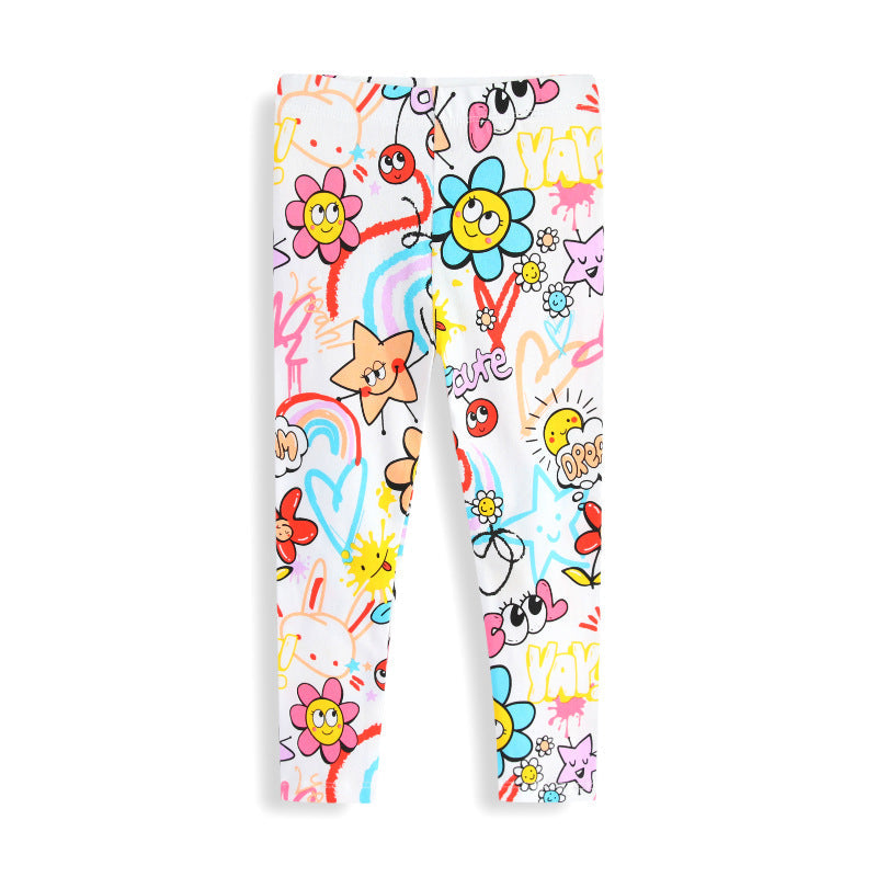 Mädchen Leggings mit buntem Frühlingsdesign