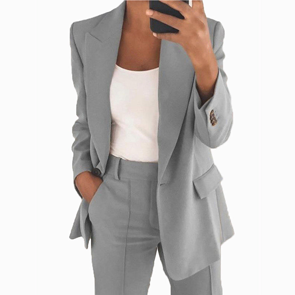 Damen nan taillierter Blazer-Hosen Businessanzug aus Stretchstoff