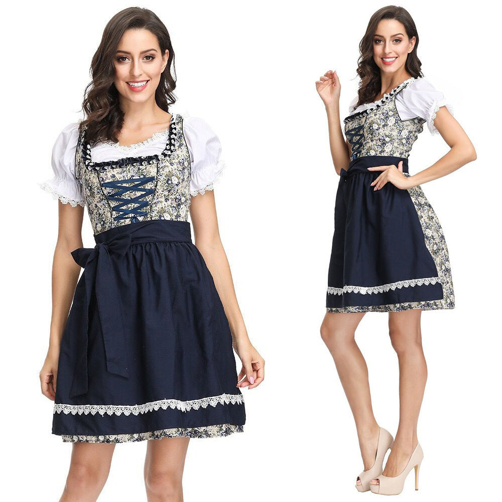 Damen nan traditionelles Dirndlkleid mit geschnürtem Mieder und abnehmbarer Schürze