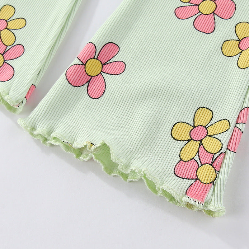 Mädchen Flared Leggings mit floralem Design