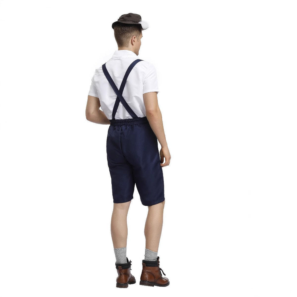 Herren nan traditionelle Oktoberfest Lederhose kurz mit verstellbaren Trägern und Zierstickerei