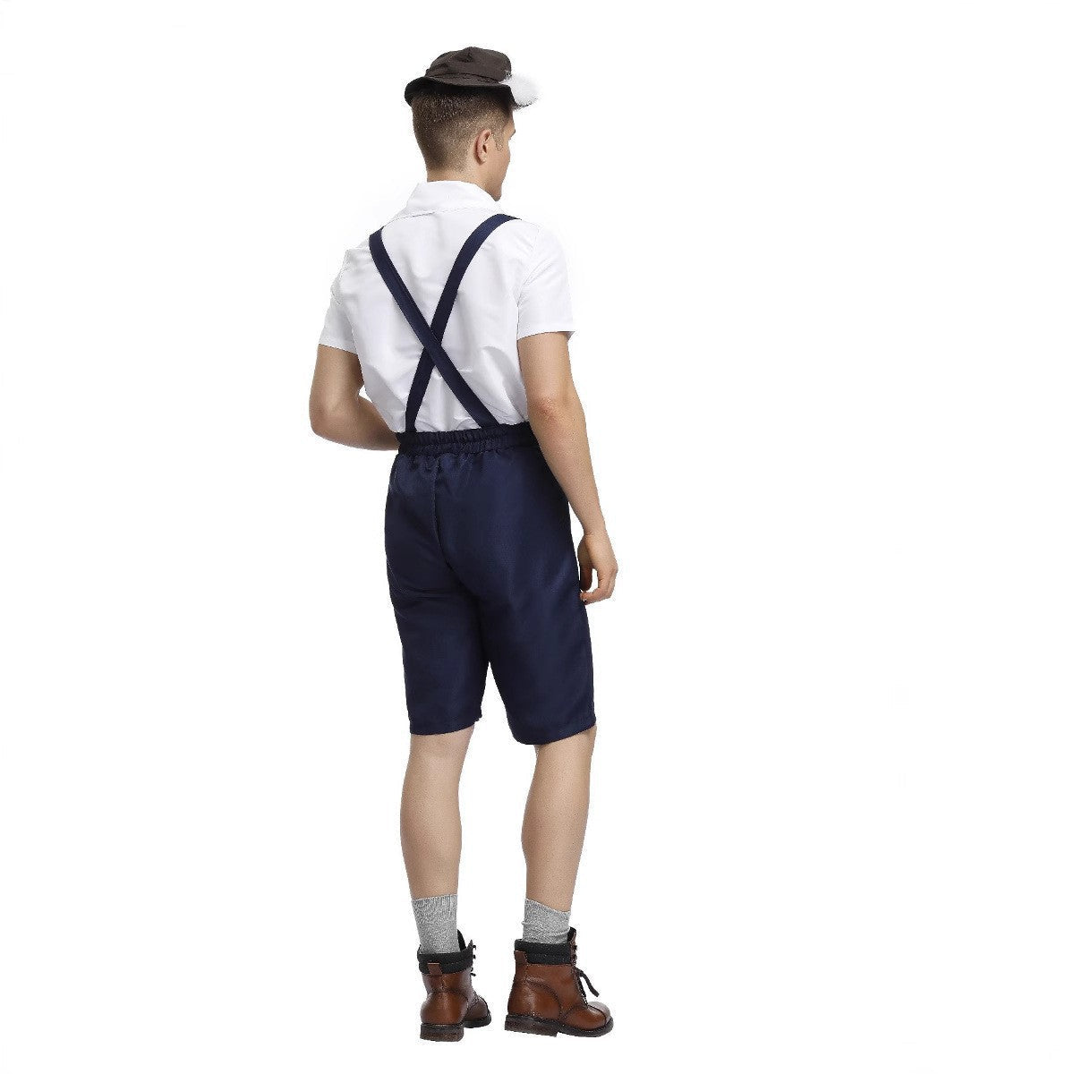Herren nan traditionelle Oktoberfest Lederhose kurz mit verstellbaren Trägern und Zierstickerei