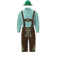 Herren nan traditionelle Trachtenlederhose mit bestickten Hosenträgern, kariertem Trachtenhemd und Filzhut