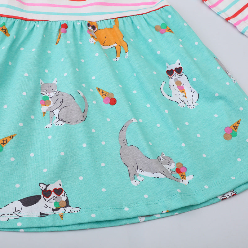Mädchen Baumwollkleid mit verspieltem Tierdesign