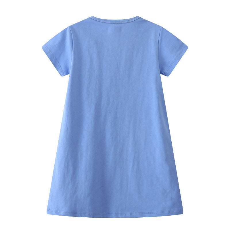 Mädchen Freizeitkleid mit niedlichem Hasen- und Erdbeer-Motiv