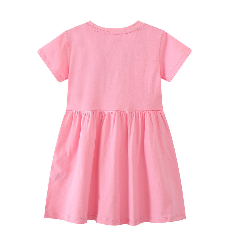 Mädchen Kurzarm Kleid mit bezauberndem Einhorn-Design