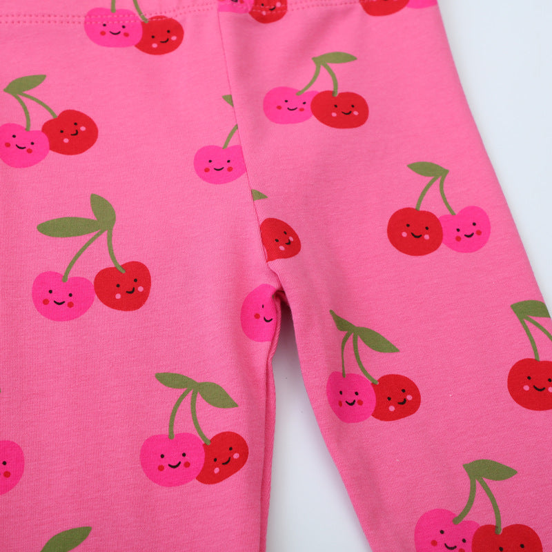 Mädchen Leggings mit fröhlichem Kirschmuster