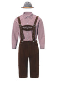 Herren nan authentische Trachten-Kniundhose aus wildlederähnlichem Material mit verstellbaren Trägern und besticktem Brustlatz