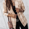 Damen nan eleganter Tweed-Blazer mit Doppelknopf, strukturierter Wung und aufgesetzten Taschen