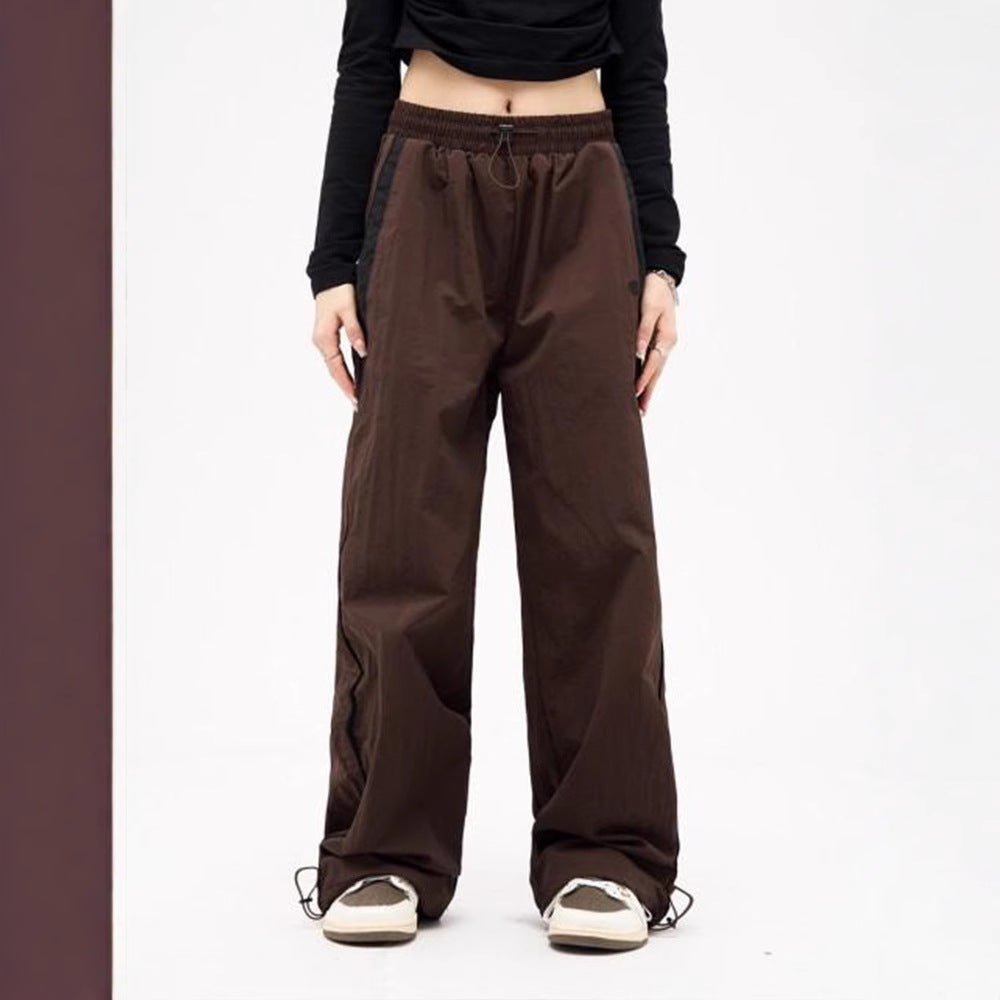 Damen nan weite Trackhose mit Kontrastpaspel, elastischem Bund und Oversize-Schnitt