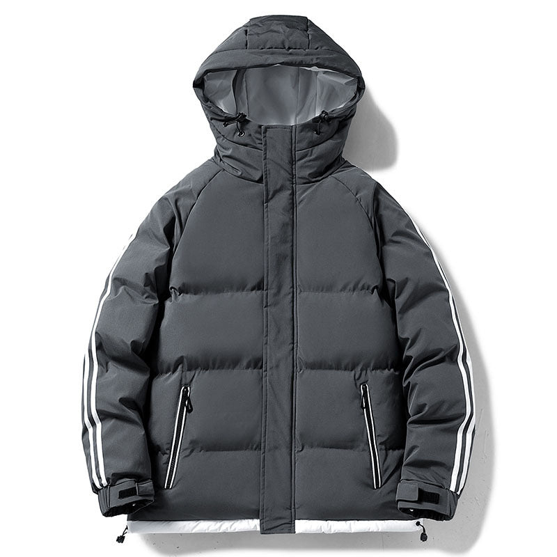 Herren nan gesteppte Kapuzen-Winterjacke mit Thermofutter, seitlichen Kontraststreifen und winddichter Außenhülle