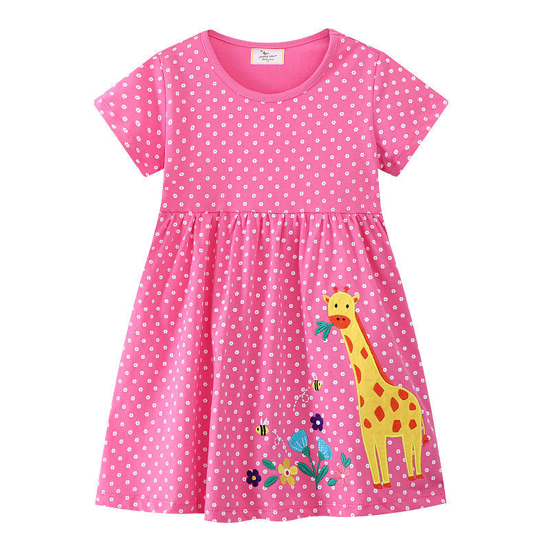 Mädchen Baumwollkleid mit niedlichem Giraffenmuster