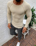 Herren nan figurbetonter Strickpullover mit Raglanärmeln und elastischer Struktur