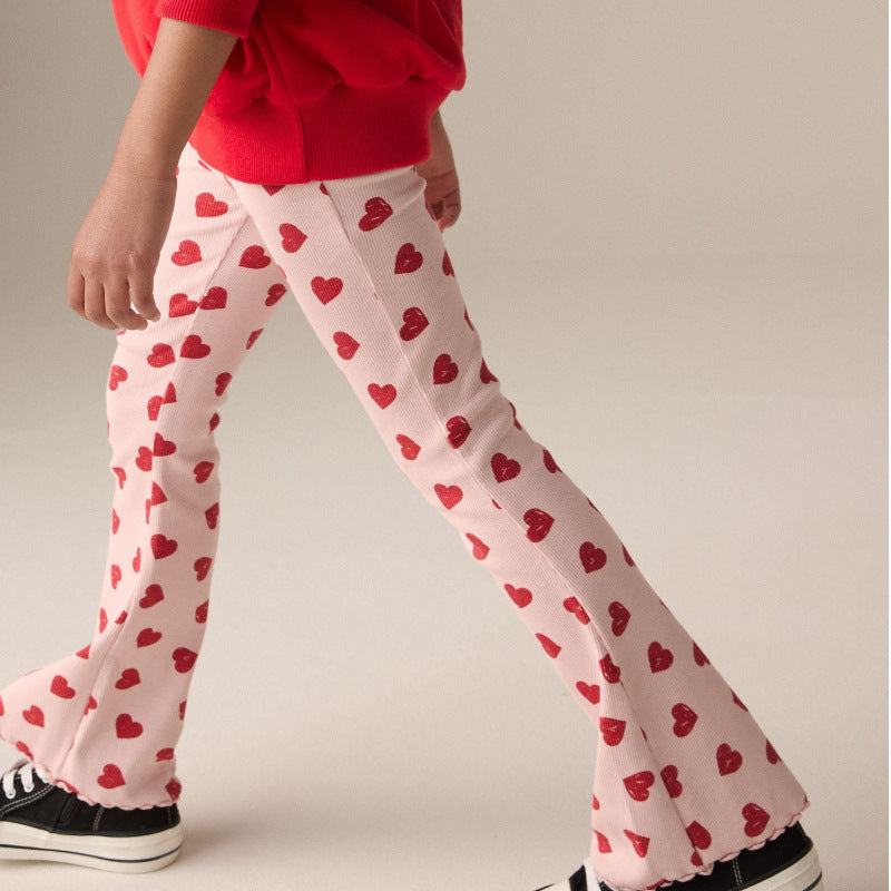 Mädchen Schlagleggings mit fröhlichem Herz-Design
