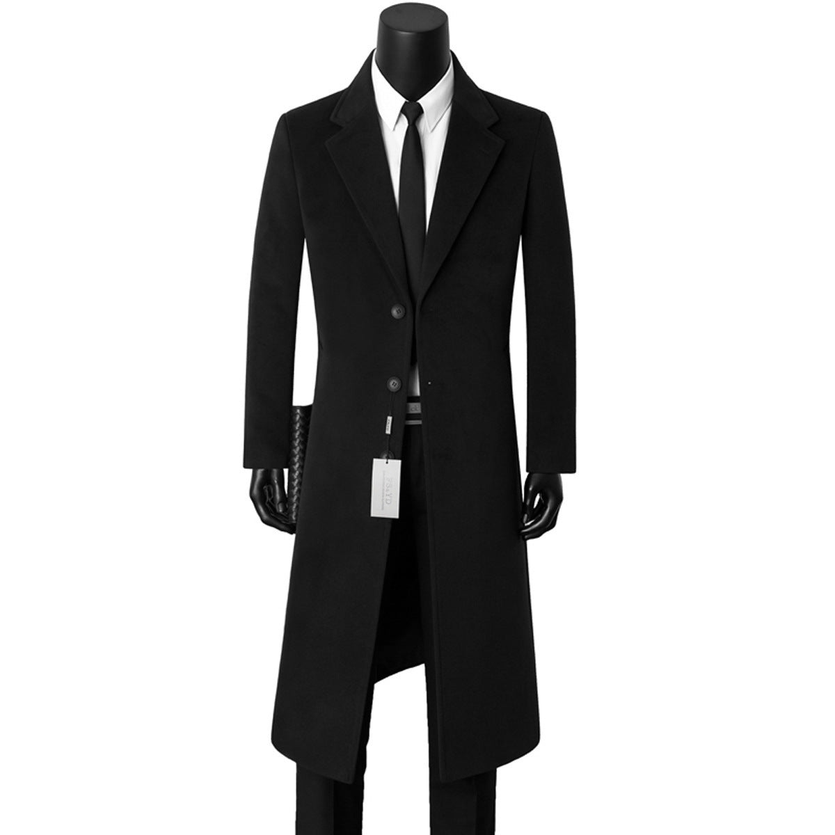 Herren nan einreihiger Langmantel mit schmaler Silhouette, fallendem Revers und knieumspielendem Schnitt