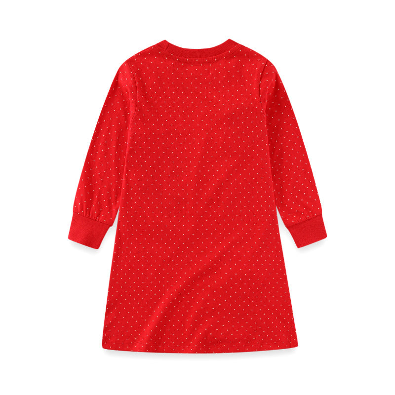 Mädchen Langarmkleid mit bunten Tierapplikationen