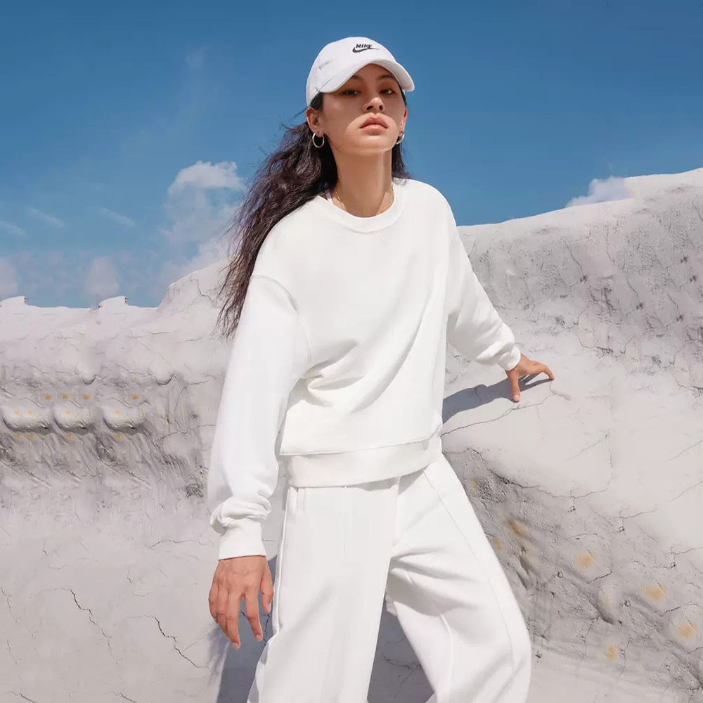 Damen nan Oversize-Sweatshirt und weite Loungehose Set mit Tunnelzug, dezenter Nahtführung und elastischen Bündchen