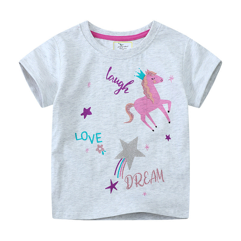 Mädchen T-Shirt mit buntem Einhorn-Design und inspirierendem Schriftzug