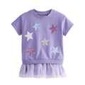Mädchen T-Shirt mit glitzernden Sternen und Tüllrock