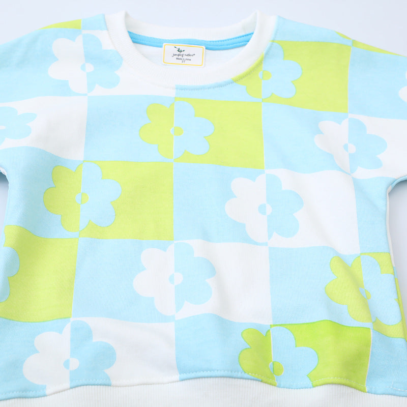 Mädchen Sweatshirt mit buntem Blumenmuster
