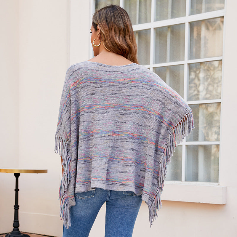 Damen kuscheliger Poncho mit fransigen Details Selmira