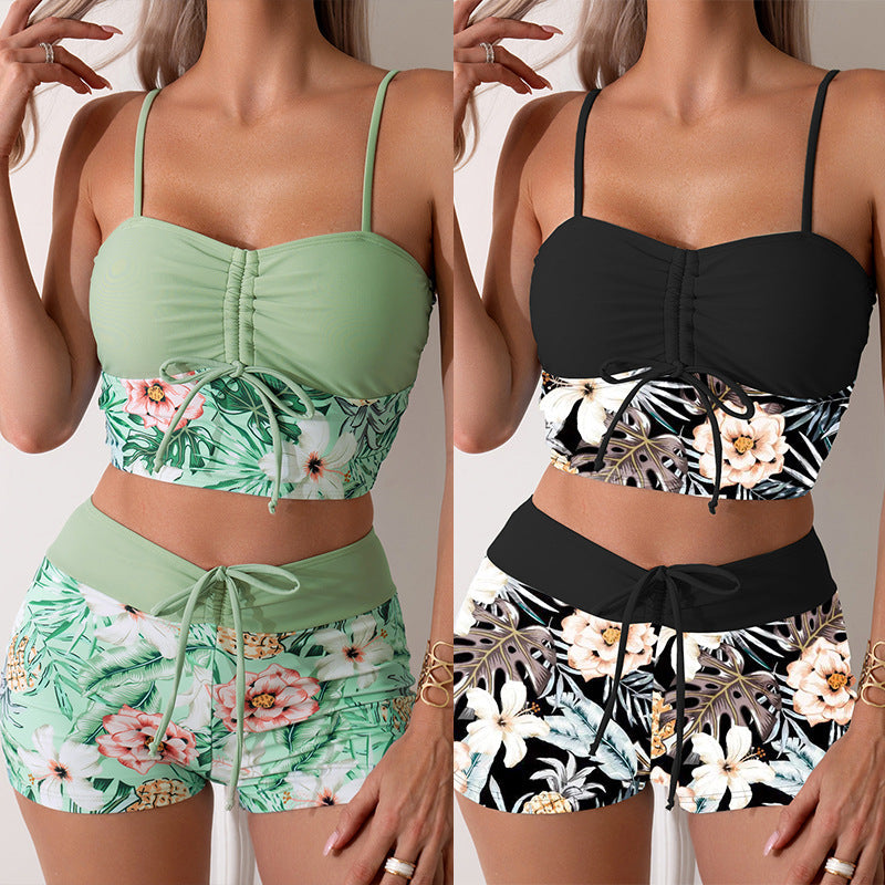 Damen Bikini-Set mit Raffung und edlem Blumendruck Selmira