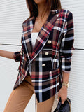 Damen Karierter Blazer mit doppelter Knopfleiste und schickem Schnitt Selmira