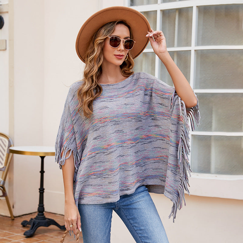 Damen kuscheliger Poncho mit fransigen Details Selmira