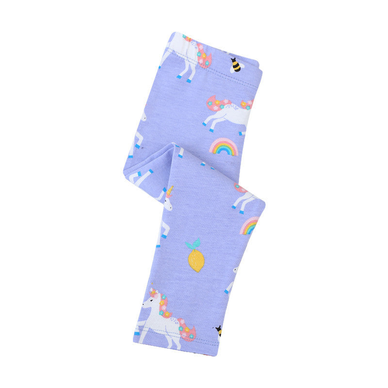 Mädchen Leggings mit fröhlichem Einhorn- und Obstmotiv
