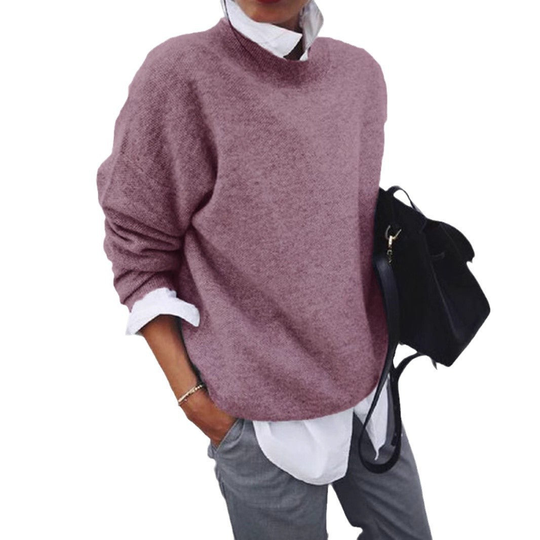 Damen nan gemütlicher Oversize-Strickpullover mit Stehkragen