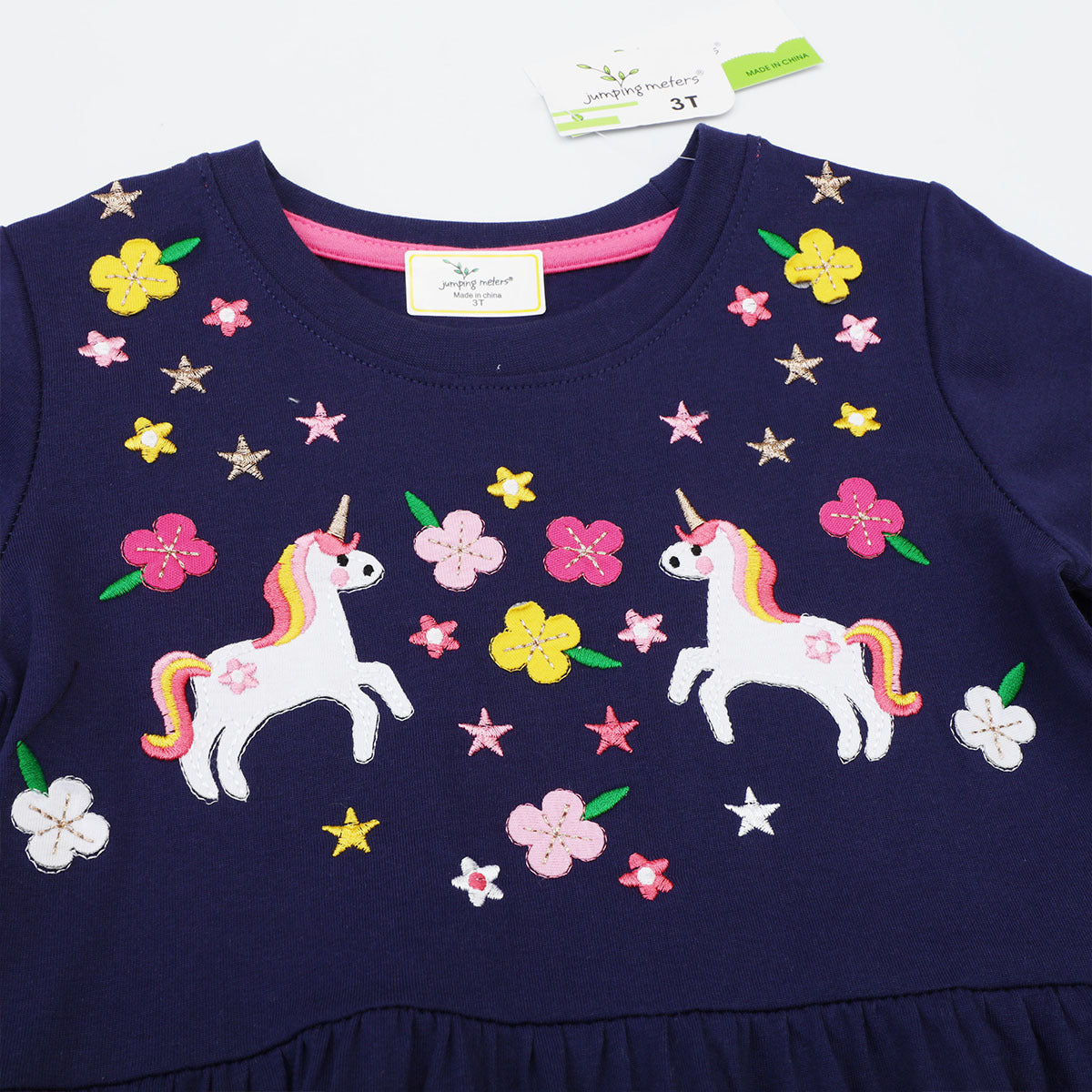 Mädchen Baumwollkleid mit zauberhaften Einhorn- und Blumendesigns