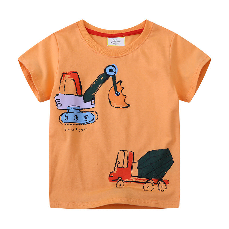 Kinder T-Shirt mit originellem Baustellenmotiv