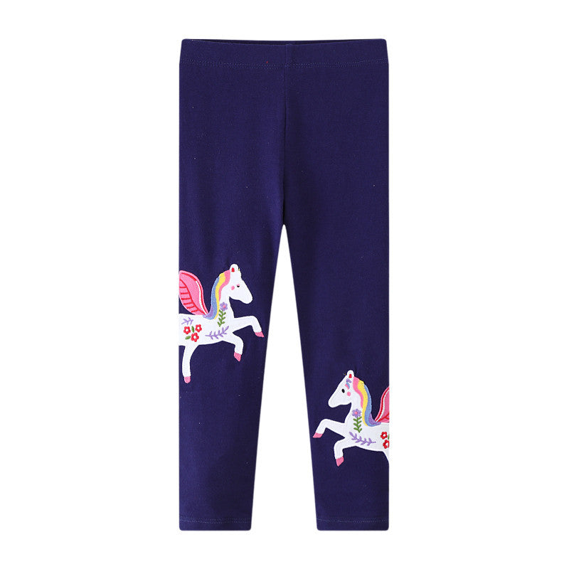 Mädchen Leggings mit bunten Einhorn-Applikationen