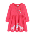 Mädchen Kleid mit bunten Einhorn- und Blumenstickereien