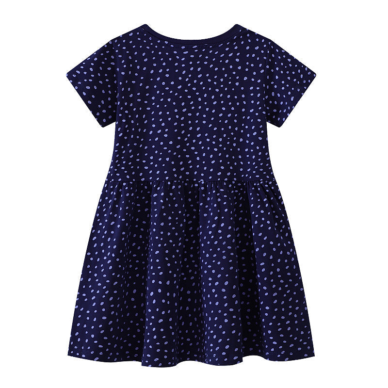 Mädchen T-Shirt Kleid mit buntem Dinosaurier- und Blumenmotiv