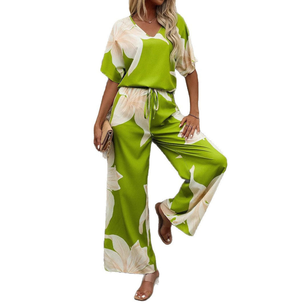Damen luftiger Hosenanzug mit floralem Print und elastischem Bund Selmira