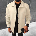 Herren nan minimalistische Hemdjacke aus softem Fleece mit verdeckter Druckknopfleiste und aufgesetzter Brusttasche