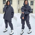 Damen nan Oversize-Hoodie-Set mit Schlauchkragen und thermogefütterter Jogginghose