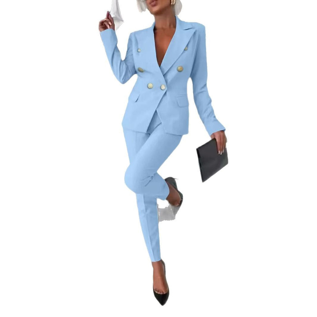 Damen nan taillierter Doppelreiher-Blazer mit schmaler Anzughose
