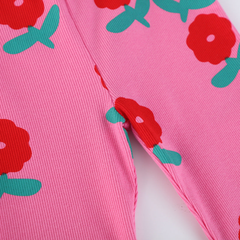 Mädchen Schlagleggings mit fröhlichem Blumenmuster