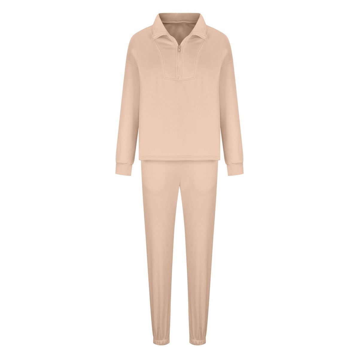 Damen nan weiches Oversize-Halbzip-Loungewear-Set mit hohem Stehkragen und taillierter Jogginghose
