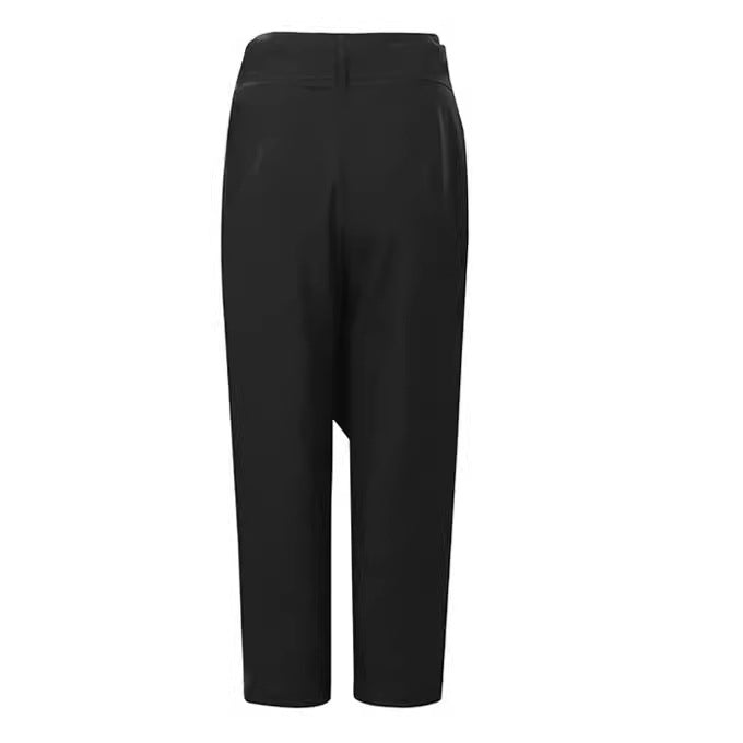 Damen nan Wickelhose aus Leinenmix mit hohem Taillenbund, überlappender Vorderseite und großzügiger Eingrifftasche