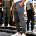 Herren nan tapered Jogginghose mit Kniepasse, elastischem Tunnelzugbund und Reißverschlusstaschen