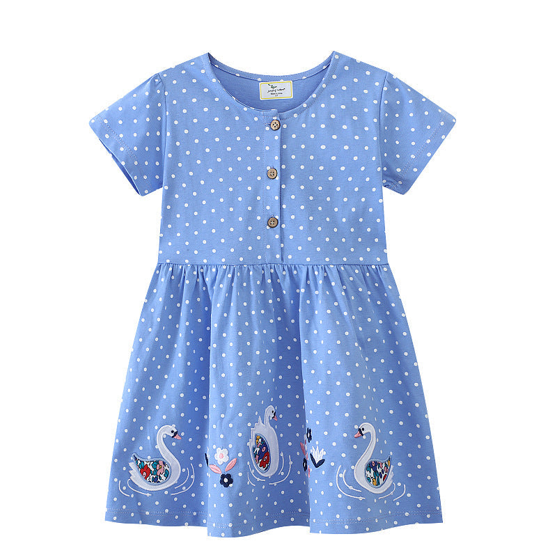 Mädchen Sommerkleid mit verspieltem Schwanenmotiv