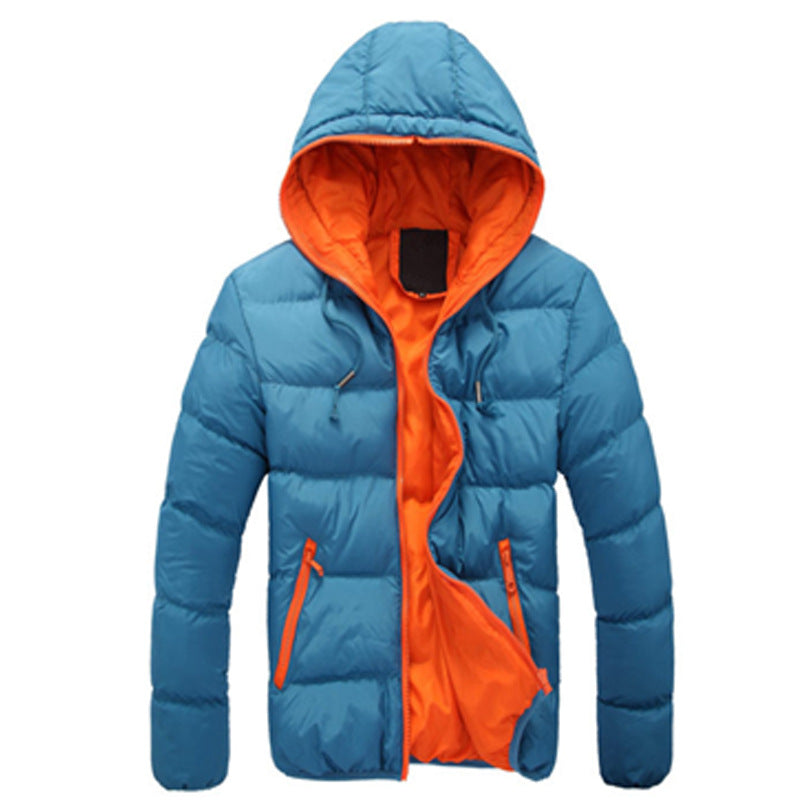 Herren nan gesteppte Kapuzen-Steppjacke mit kontrastierendem Fleecefutter und seitlichen Reißverschlusstaschen