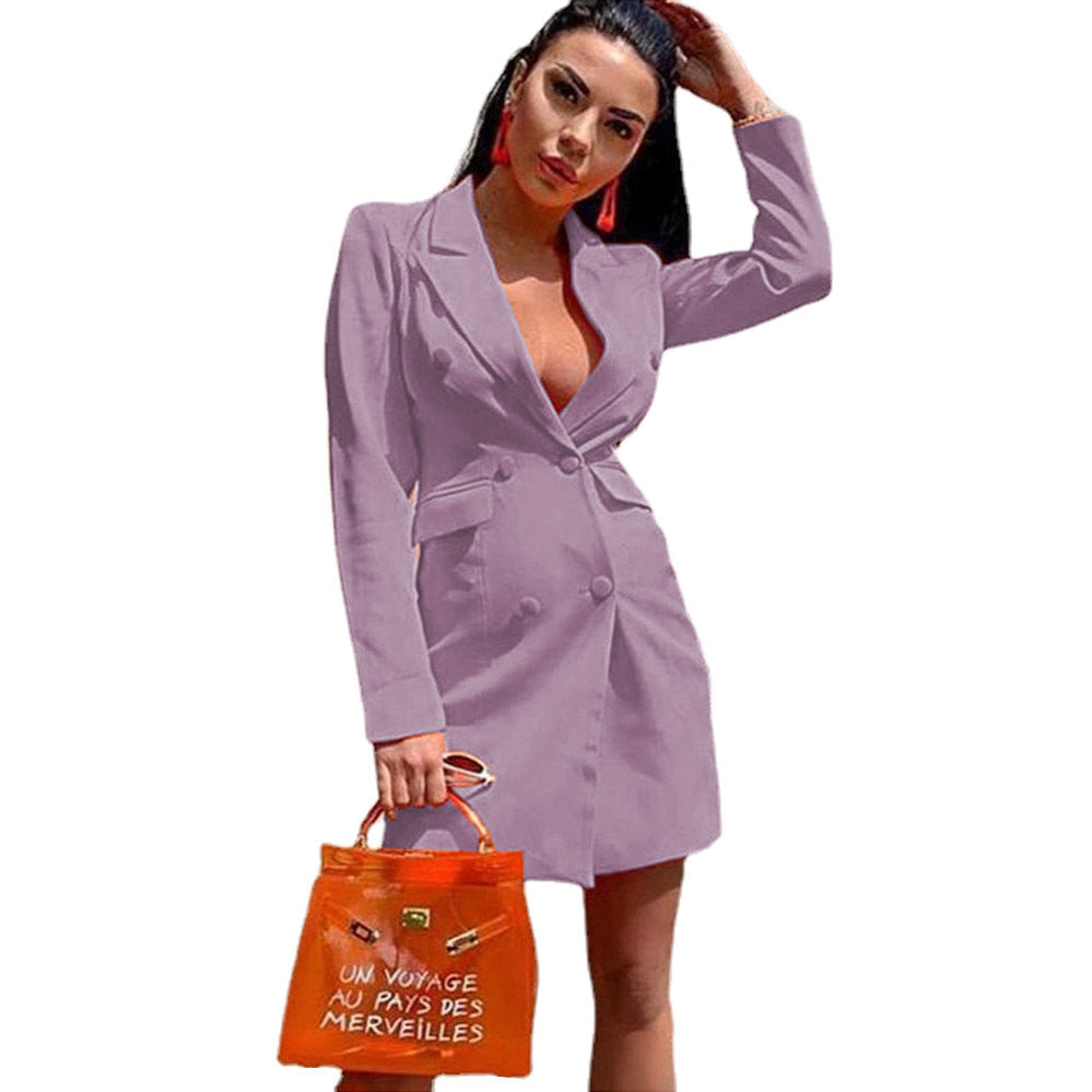 Damen Eleganter Blazer-Kleid mit doppelter Knopfreihe und figurbetontem Schnitt Selmira