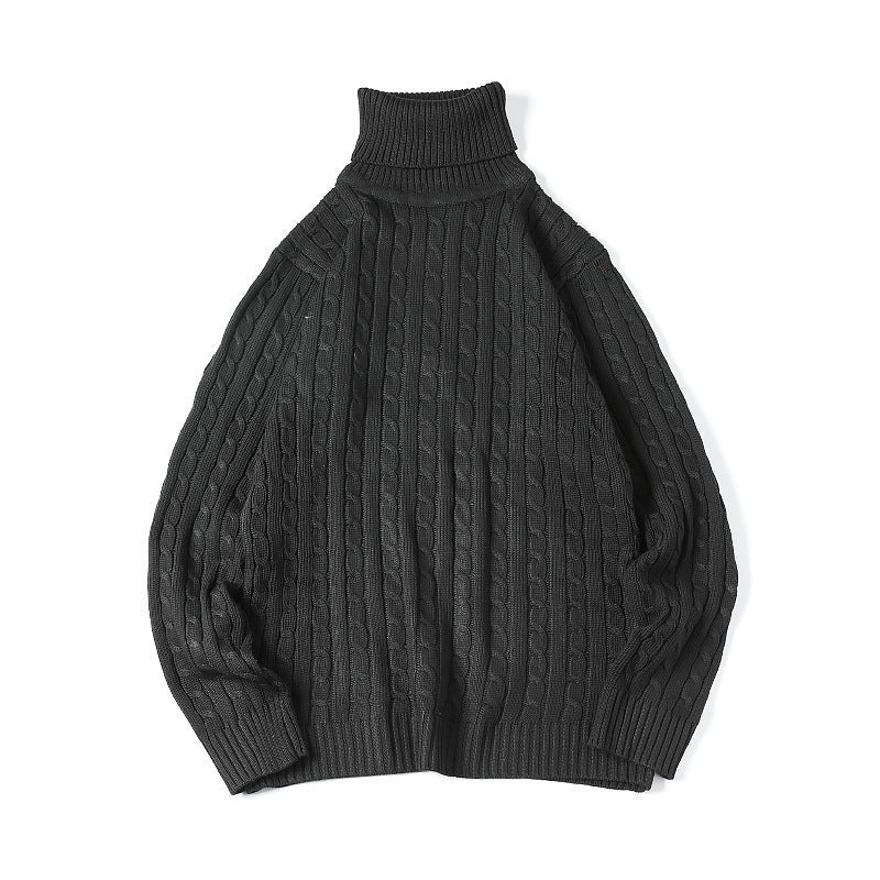 Herren nan Feinstrick-Rollkragenpullover mit Zopfmuster und schmaler Silhouette