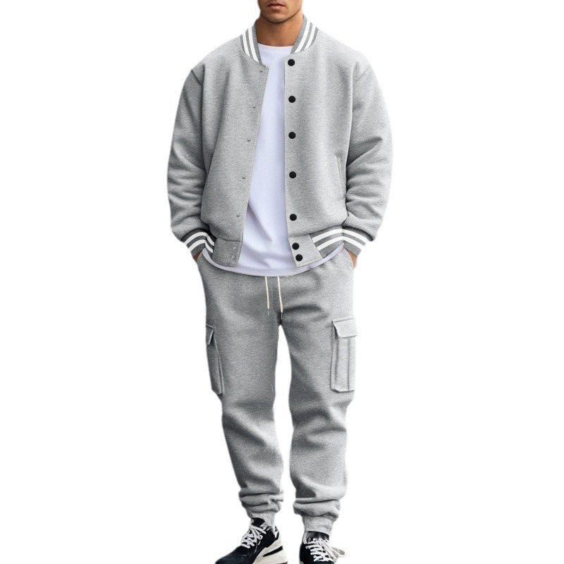 Herren nan Collegomberjacke mit kontrastbündchen und Cargo-Jogginghose Set