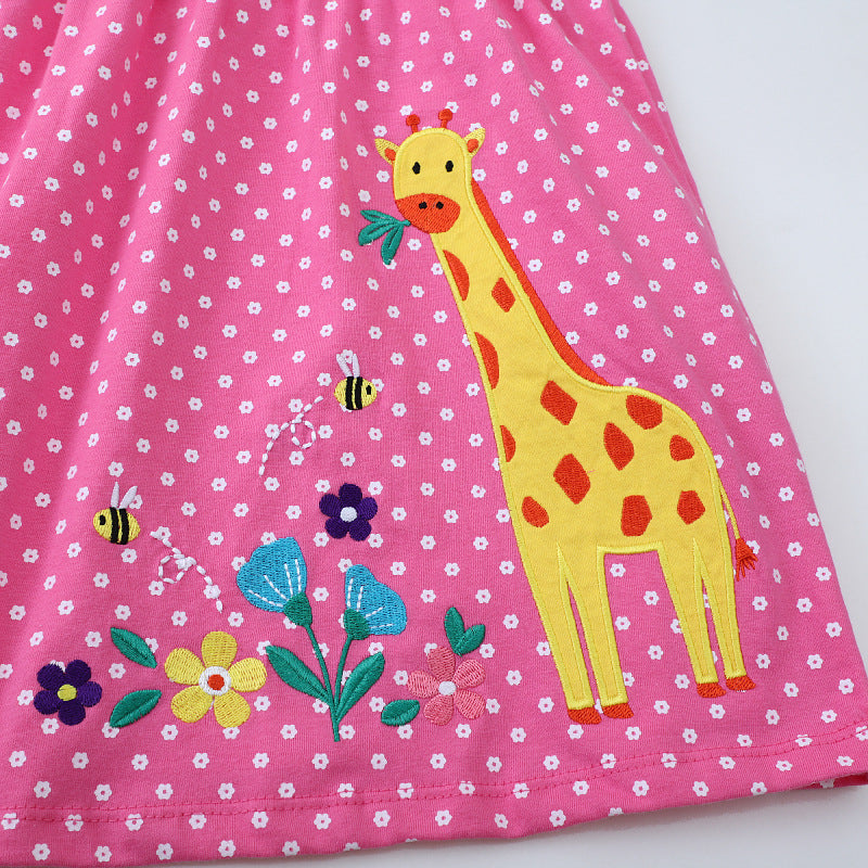 Mädchen Baumwollkleid mit niedlichem Giraffenmuster